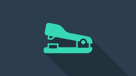 Turquoise Office stapler icon isolated on blue background. Stapler, staple Stock Footage 159291509