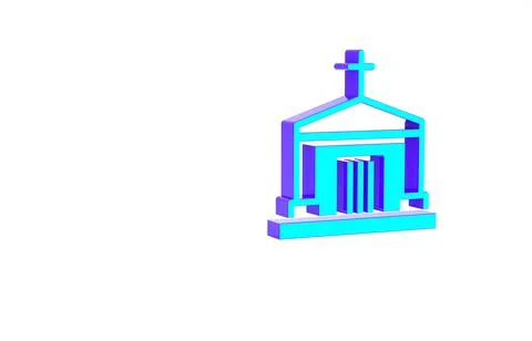 Turquoise Old crypt icon isolated on white background. Cemetery symbol. Ossua Ilustración de archivo