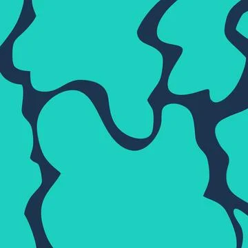 Turquoise Organic Bold Line Pattern Background Illustrazione stock