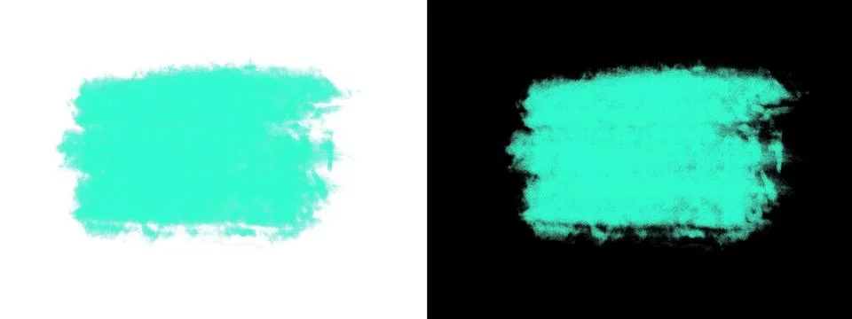 Turquoise paint stroke texture on transparent and black backgrounds Stock Illustration