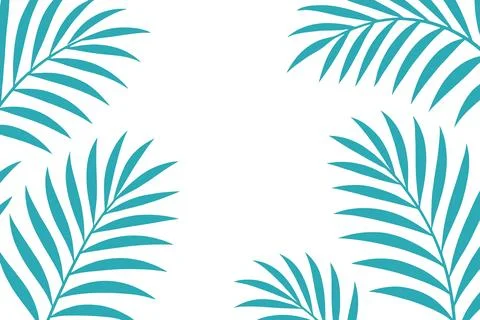 Turquoise palm fronds frame white space tropical summer background Stock Illustration