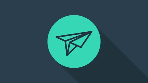 Turquoise Paper plane icon isolated on blue background. Paper airplane icon Stock Footage 146046897