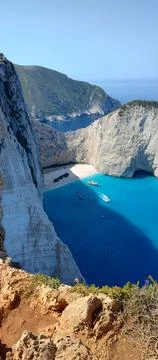 Turquoise Paradise Cove Dramatic Cliffs 스톡 사진