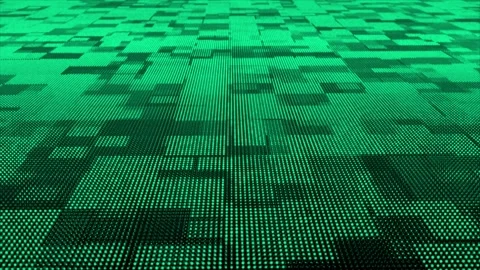 Turquoise particles square box pattern moving3d technologycyberspace background Stock Footage 271330745