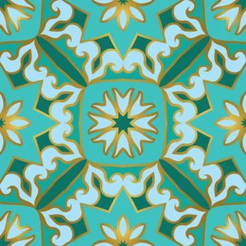 Turquoise pattern for tiles. Stock Illustration