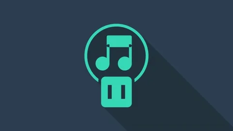 Turquoise Pause button icon isolated on blue background. 4K Video motion graphic Stock Footage 155546851