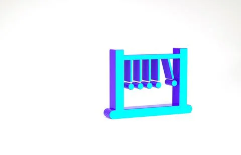 Turquoise Pendulum icon isolated on white background. Newtons cradle. Minimal Stock Illustration