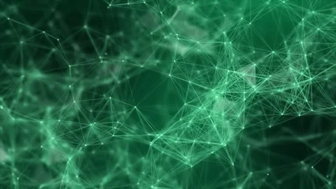 Turquoise plexus Abstract digital moving dots and lines mesh tech background Video stock 272498475