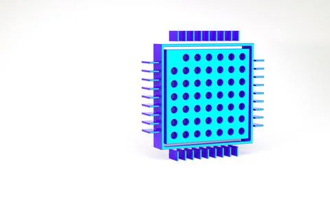 Turquoise Processor icon isolated on white background. CPU, central processin 스톡 일러스트