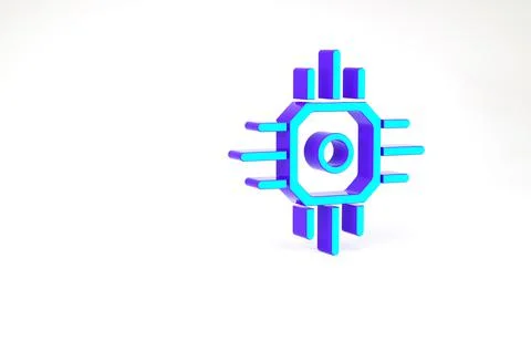 Turquoise Processor icon isolated on white background. CPU, central processin 스톡 일러스트