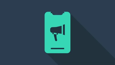 Turquoise Protest icon isolated on blue background. Meeting, protester, picket Stock Footage 155543852