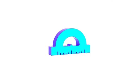 Turquoise Protractor grid for measuring degrees icon isolated on white backgr Stock Illustration