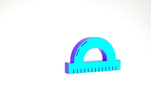 Turquoise Protractor grid for measuring degrees icon isolated on white backgr Stock Illustration