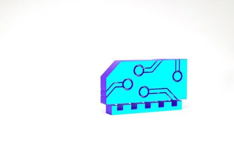 Turquoise RAM, random access memory icon isolated on white background. Minima Stock-Illustration