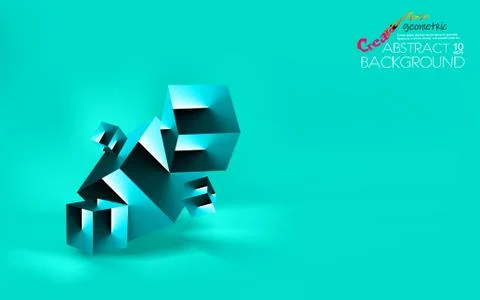 Turquoise realistic background cubes or box, 3d abstractionism. Stock Illustration