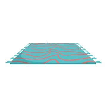 Turquoise rectangular carpet with coral pattern and fringes lying on white .. Stock Illustration
