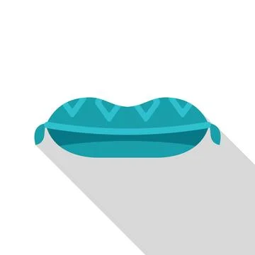 Turquoise rectangular cushion with tassels and chevron pattern Stock Illustration