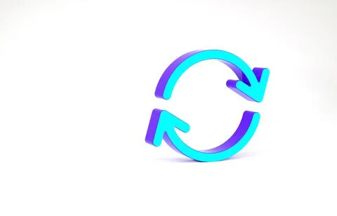 Turquoise Refresh icon isolated on white background. Reload symbol. Rotation  Stock Illustration