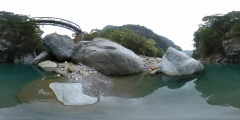 Turquoise River in Taiwan - 360 VR Stock Footage 88948931