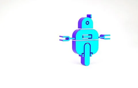 Turquoise Robot icon isolated on white background. Minimalism concept. 3d ill Stock Illustration