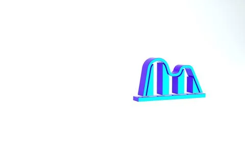 Turquoise Roller coaster icon isolated on white background. Amusement park. C 스톡 일러스트