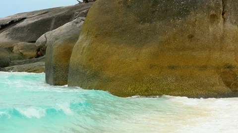 Turquoise rolling wave, slow motion Stock Footage