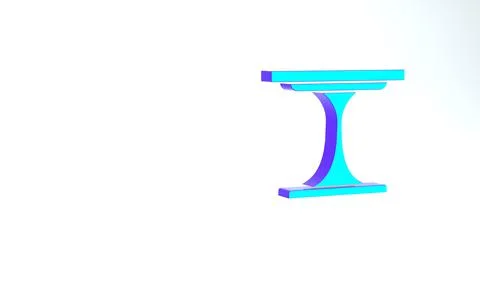 Turquoise Round table icon isolated on white background. Minimalism concept.  Stock Illustration