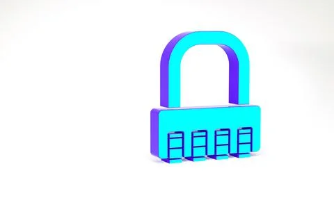 Turquoise Safe combination lock icon isolated on white background. Combinatio Stock Illustration