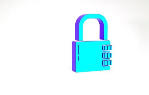Turquoise Safe combination lock icon isolated on white background. Combinatio 스톡 일러스트