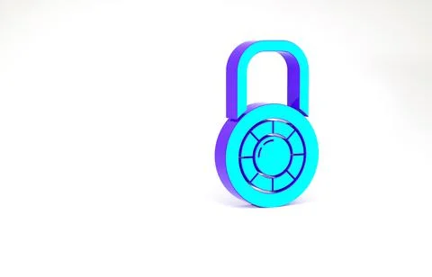 Turquoise Safe combination lock wheel icon isolated on white background. Comb Stock-Illustration