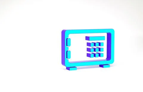 Turquoise Safe icon isolated on white background. The door safe a bank vault  Stock Illustration