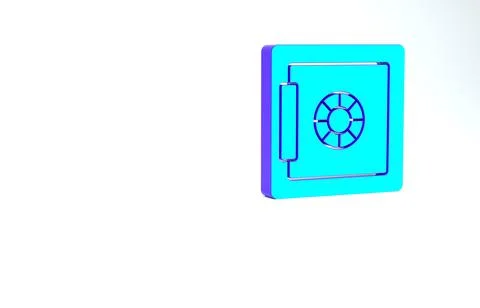Turquoise Safe icon isolated on white background. The door safe a bank vault  Stock Illustration