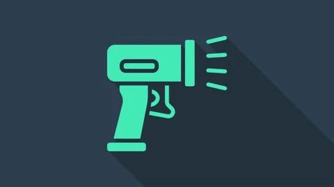 Turquoise Scanner scanning bar code icon isolated on blue background. Barcode Stock Footage 154100670