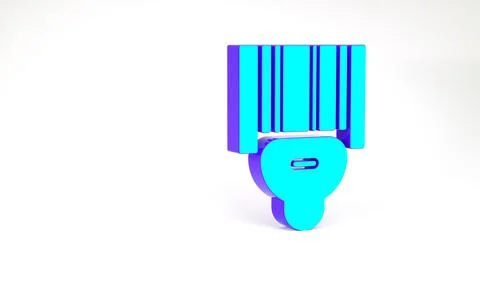 Turquoise Scanner scanning bar code icon isolated on white background. Barcod Stock Illustration