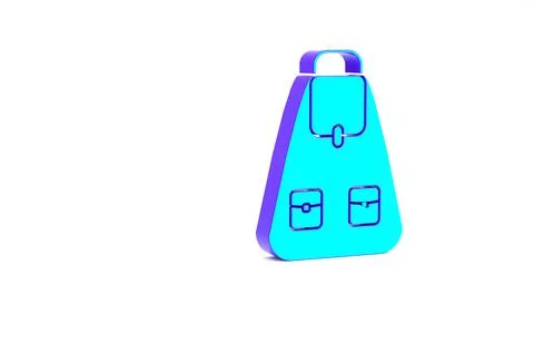 Turquoise School backpack icon isolated on white background. Minimalism conce Stock Illustration