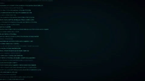 Turquoise scrolling code lines hacker code background Stock Footage 342633960