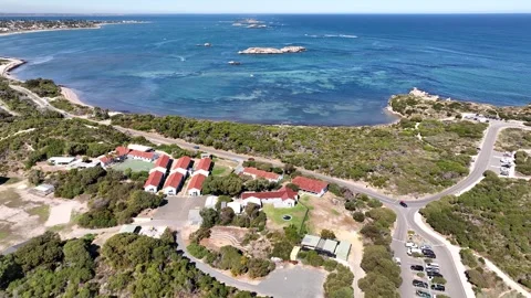 Turquoise Sea Reef Point Peron Rockingham Australia  Aerial 4K Stock Footage 265949751