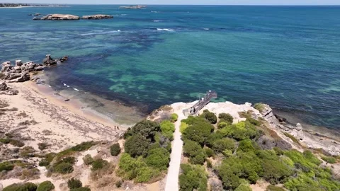 Turquoise Sea Reef Point Peron Rockingham Australia  Aerial 4K Video stock 266065733