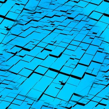Turquoise seamless abstraction with moving square elements, cold light.  Stock Illustration