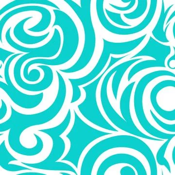 Turquoise seamless pattern of spirals and curls. Decorative ornament for back Illustration