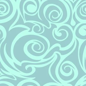 Turquoise seamless pattern of spirals and curls. Decorative ornament for back Illustrazione stock