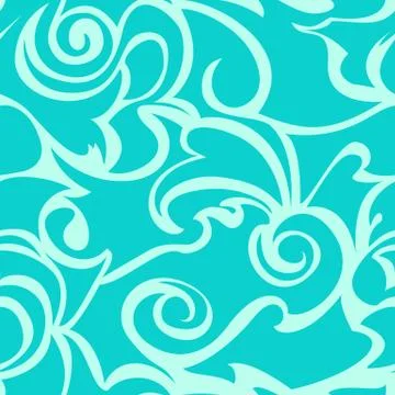 Turquoise seamless pattern of spirals and curls. Decorative ornament for back Illustrazione stock