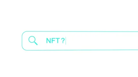 Turquoise Search bar typing question animation - NFT? on a White Background. 4K Stock Footage 195219500