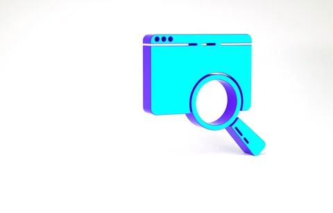 Turquoise Search in a browser window icon isolated on white background. Minim Stock Illustration