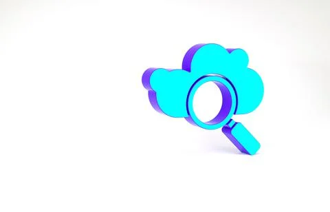 Turquoise Search cloud computing icon isolated on white background. Magnifyin イラスト素材