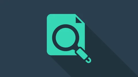 Turquoise Search concept with folder icon isolated on blue background Stock Footage 146237439