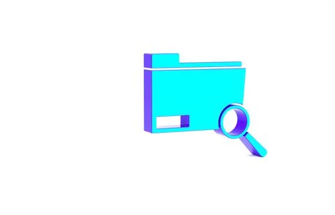 Turquoise Search concept with folder icon isolated on white background. Magni Stock-Illustration