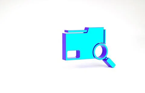 Turquoise Search concept with folder icon isolated on white background. Magni Stock-Illustration