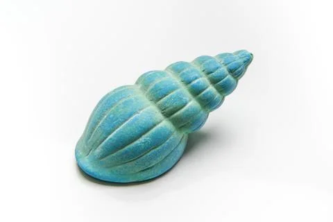 Turquoise seashell isolated on white background Stock Photos