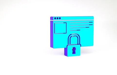 Turquoise Secure your site with HTTPS, SSL icon isolated on white background. 스톡 일러스트